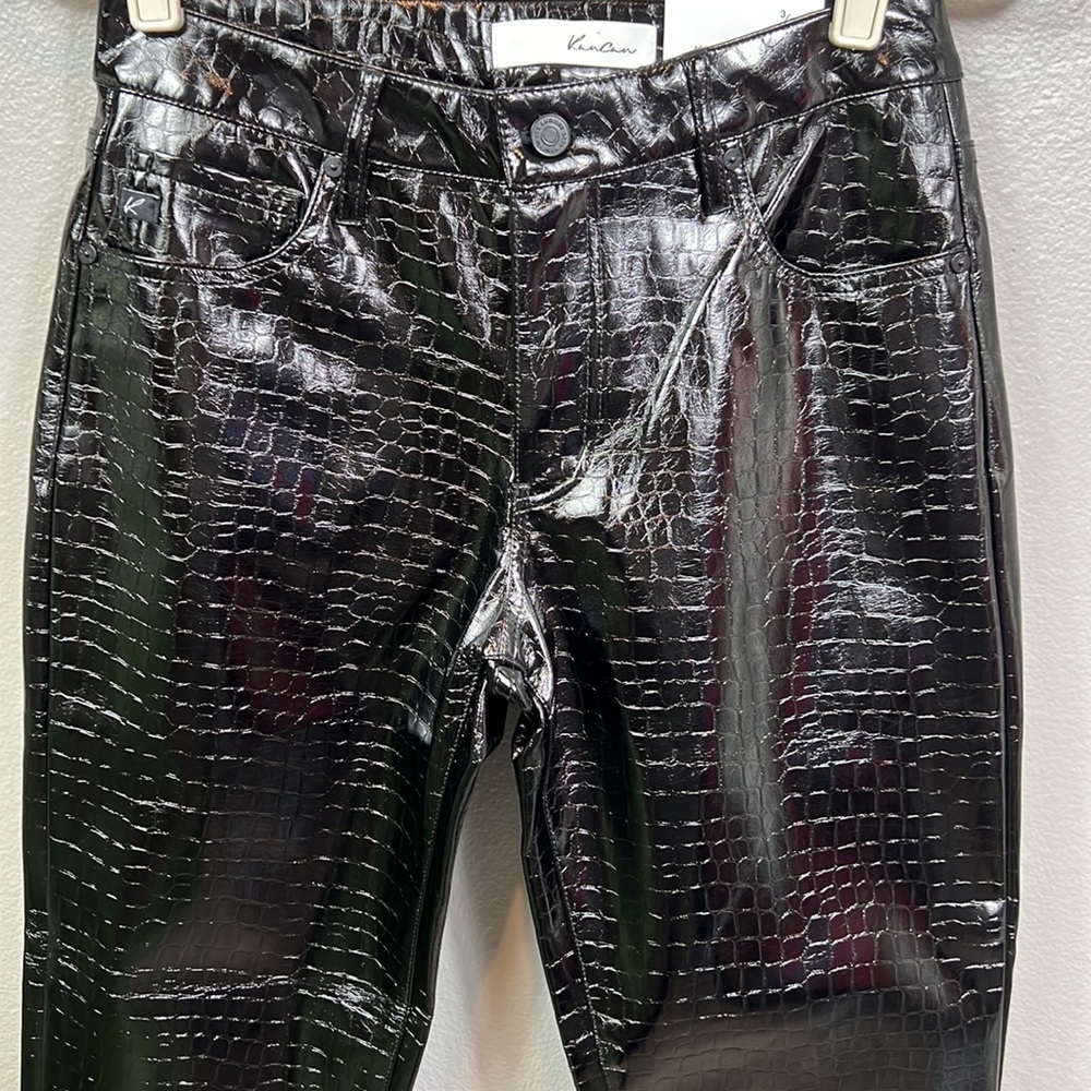 NWT KanCan Josephine Black Faux Croc Print Pants Mom High Waist Tapered 24 25 - Picture 5 of 10